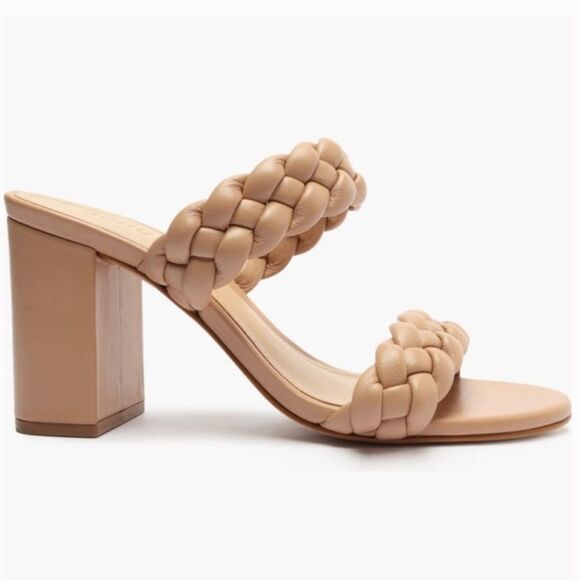 SCHUTZ Shoes - SCHUTZ Tan Braided Block Heel